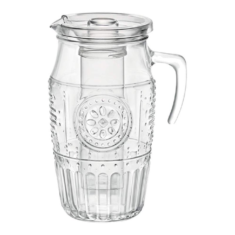 Bormioli Rocco Bormioli 'Romantica' glass carafe with ice compartment, carafe filling capacity of 1.8 litres, keeps drinks cool without becoming watered down, glass embossing in a beautiful vintage design - Image 1